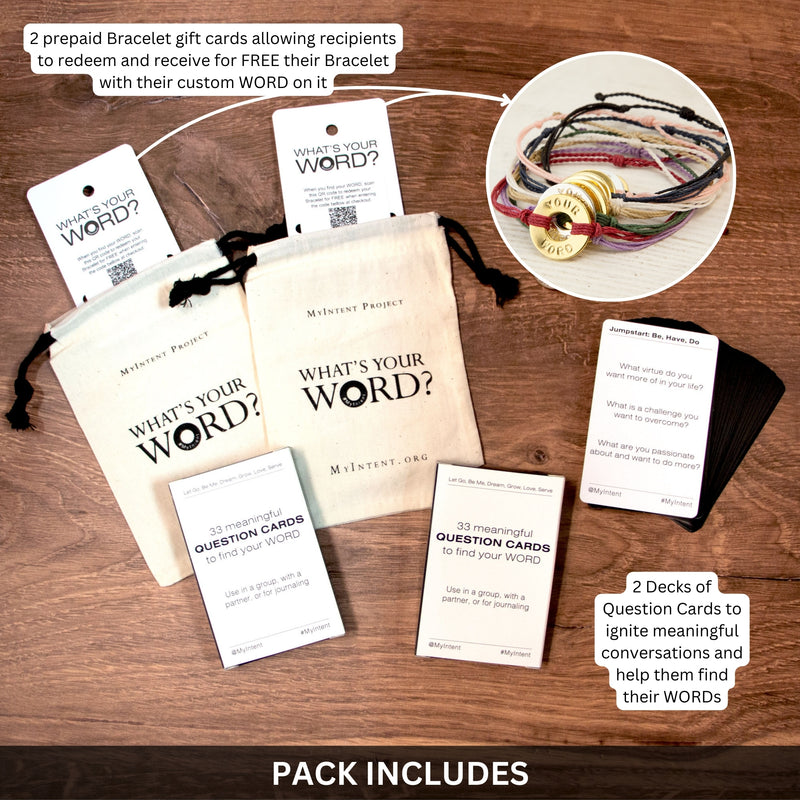 Pack of 2 MyIntent pouches, Question Cards, and inserts