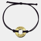 MyIntent Custom Classic Bracelet Black String with Brass Token