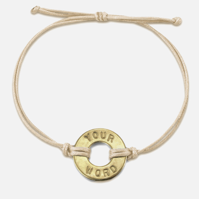 MyIntent Custom Classic Bracelet Cream color String with Brass Token