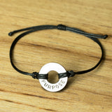 MyIntent Classic Black String Bracelet Nickel Token with the word PURPOSE