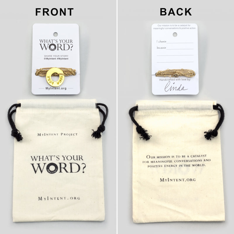 MyIntent Custom Bead Necklace arrives wrapped around a card with Packaging Bag