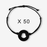 MyIntent Refill Twist Bracelets set of 50 Black String with Black Nickel Tokens