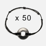 MyIntent Refill Twist Bracelets set of 50 Black String with Black Nickel Tokens