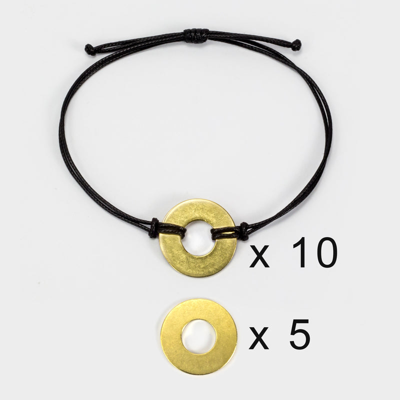 MyIntent Refill Classic Bracelet set of 10 Black string Brass tokens with 5 brass practice tokens
