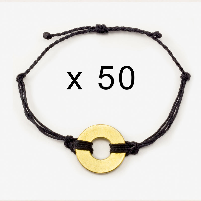 MyIntent Refill Twist Bracelets set of 50 Black String with Brass Token