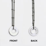 MyIntent Custom Bead Necklace shows YOUR WORD on front and #MyIntent MyIntent.org on back of token