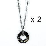 MyIntent Custom Bead Necklace Set of 2 Black Nickel Color
