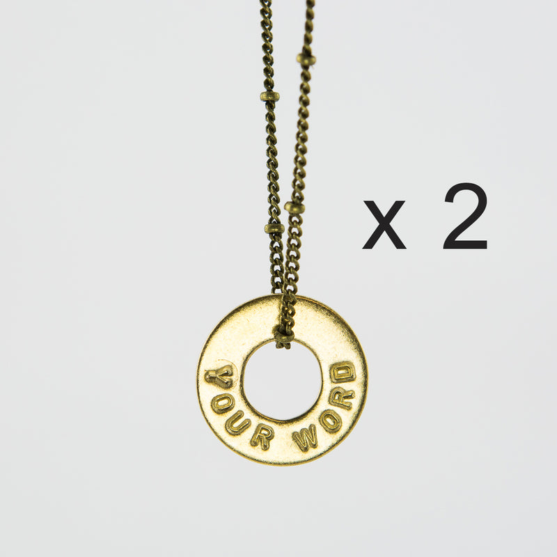 MyIntent Custom Bead Necklace Set of 2 Brass Color