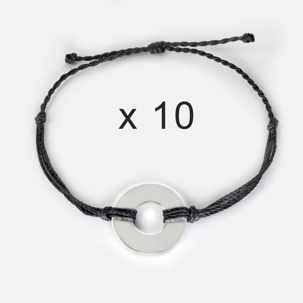 MyIntent Closeout Maker Items Blank Refill Twist Bracelets set of 10 Black String Silver Tokens