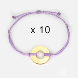 MyIntent Refill Twist Bracelets set of 10 Lavender String with Gold Token