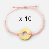 MyIntent Refill Twist Bracelets set of 10 Light Pink String with Gold Token