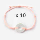 MyIntent Refill Twist Bracelets set of 10 Light Pink String with Silver Token