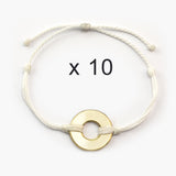 MyIntent Refill Twist Bracelets set of 10 White String with Gold Token