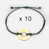 MyIntent Refill Twist Bracelets set of 10 Forest Green String with Gold Token