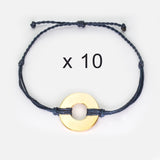 MyIntent Refill Twist Bracelets set of 10 Indigo Blue String with Gold Token