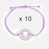 MyIntent Refill Twist Bracelets set of 10 Lavender String with Silver Token