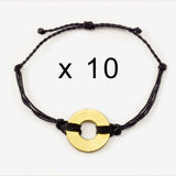 MyIntent Refill Twist Bracelets set of 10 Black String with Brass Token