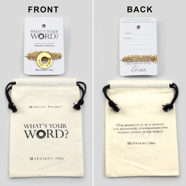 MyIntent Custom Chain Necklace arrives wrapped around a card with Packaging Bag