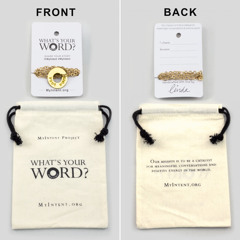 MyIntent Custom Chain Necklace arrives wrapped around a card with Packaging Bag