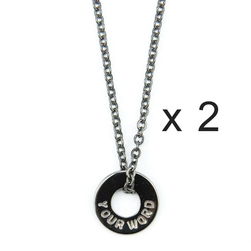 MyIntent Custom Chain Necklace Set of 2 Black Nickel Color