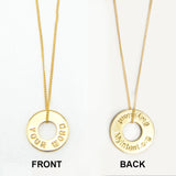 MyIntent Custom Dainty Necklace shows YOUR WORD on front and #MyIntent MyIntent.org on back of token