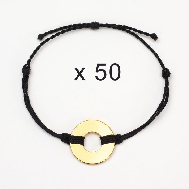 MyIntent Refill Twist Bracelets set of 50 Black String with Gold Token