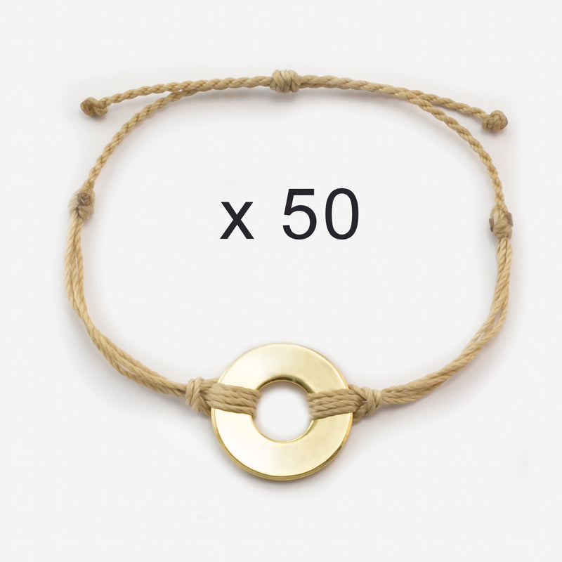 MyIntent Refill Twist Bracelets set of 50 Cream String with Gold Token