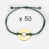 MyIntent Refill Twist Bracelets set of 50 Forest Green String with Gold Token