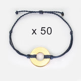 MyIntent Refill Twist Bracelets set of 50 Indigo Blue String with Gold Token