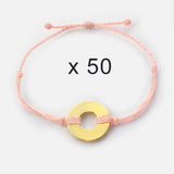 MyIntent Refill Twist Bracelets set of 50 Light Pink String with Gold Token