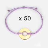MyIntent Refill Twist Bracelets set of 50 Lavender String with Gold Token