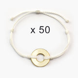 MyIntent Refill Twist Bracelets set of 50 White String with Gold Token