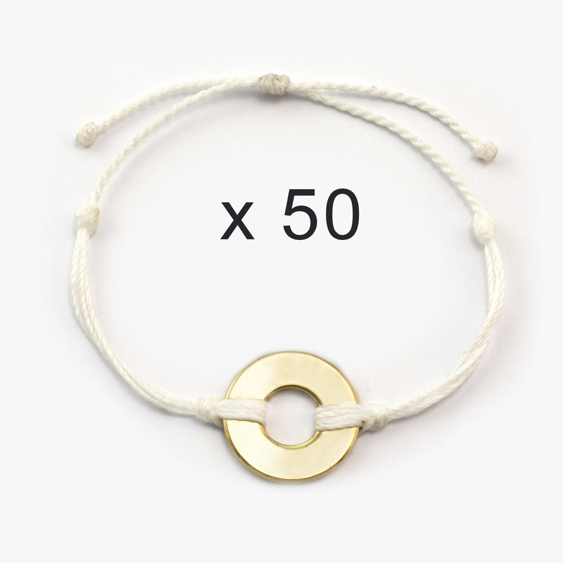 MyIntent Refill Twist Bracelets set of 50 White String with Gold Token