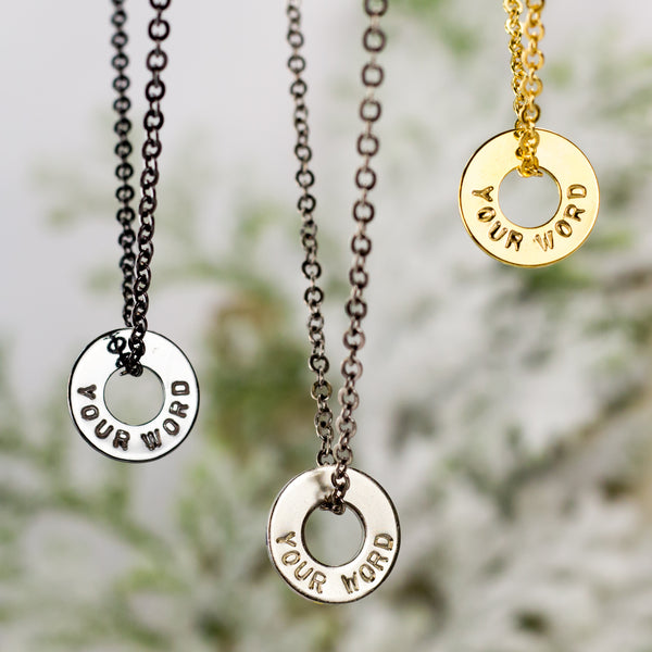 Horizontal Bar Necklace Engraved with Your Own Words - Love, Georgie