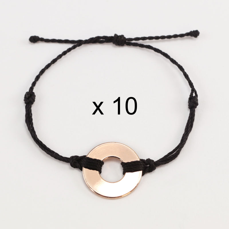 MyIntent Refill Twist Bracelets set of 10 Black String with Rose Gold Token