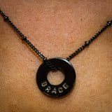 MyIntent Custom Bead Necklace Black Nickel Plated Color with word GRACE