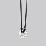 MyIntent Closeout Custom Adjustable Necklace with Double Black Strings and Silver Plated Token 