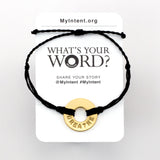 MyIntent Popular Word Twist Bracelet Black String Gold Token with the word BREATHE