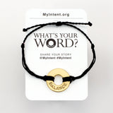 MyIntent Popular Word Twist Bracelet Black String Gold Token with the word BALANCE
