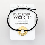 MyIntent Popular Word Twist Bracelet Black String Gold Token with the word FEARLESS