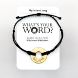 MyIntent Popular Word Twist Bracelet Black String Gold Token with the word BELIEVE
