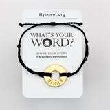 MyIntent Popular Word Twist Bracelet Black String Gold Token with the word FAMILY