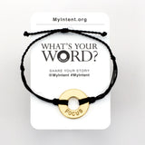 MyIntent Popular Word Twist Bracelet Black String Gold Token with the word FOCUS
