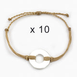 MyIntent Refill Twist Bracelets set of 10 Cream String with Silver Token