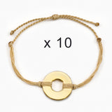 MyIntent Refill Twist Bracelets set of 10 Cream String with Gold Token