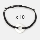 MyIntent Closeout Maker Items Refill Round Bracelets set of 10  Black String Silver Tokens no beads