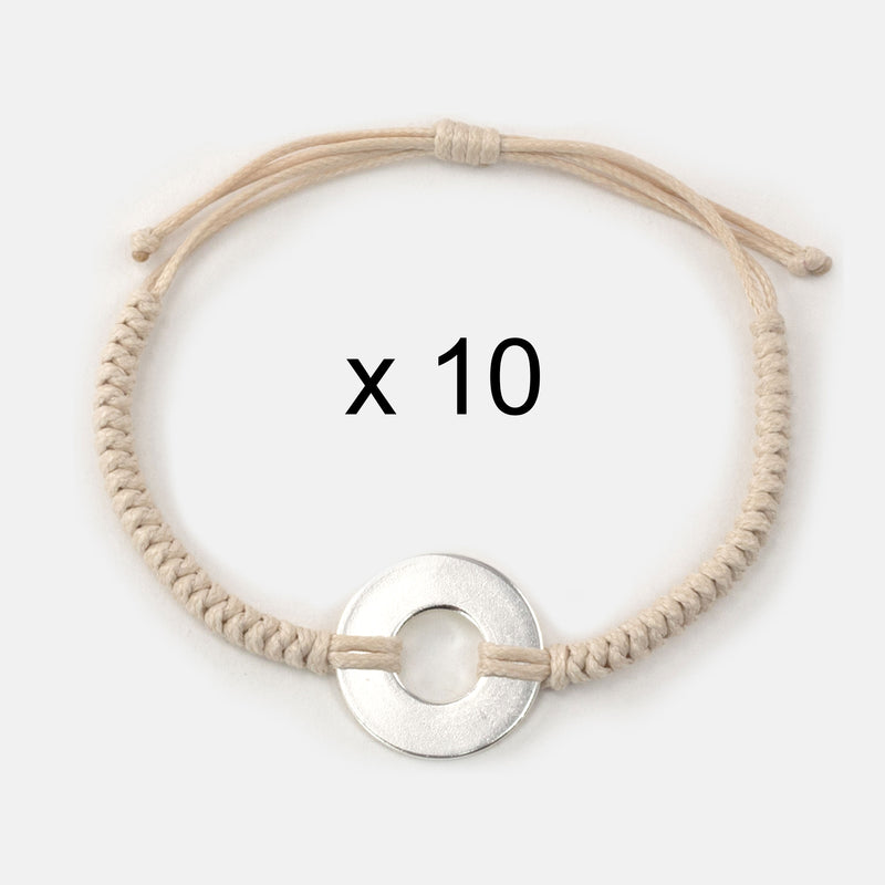 MyIntent Closeout Maker Items Refill Round Bracelets set of 10 Cream String Silver Tokens no beads