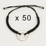 MyIntent Refill Round Bracelets set of 50 in Black with Silver Tokens