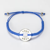 MyIntent Custom Round Bracelet Blue String Silver Token with stainless steel beads