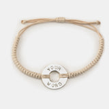 MyIntent Closeout Custom Round Bracelet without Beads in Cream color with Silver Plated Token